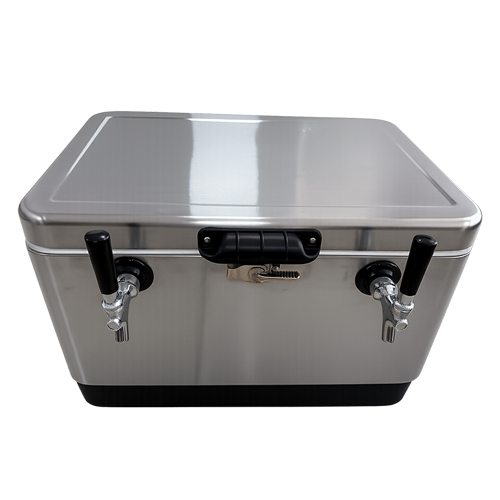 Nevera/enfriador portátil de acero inoxidable con doble grifo