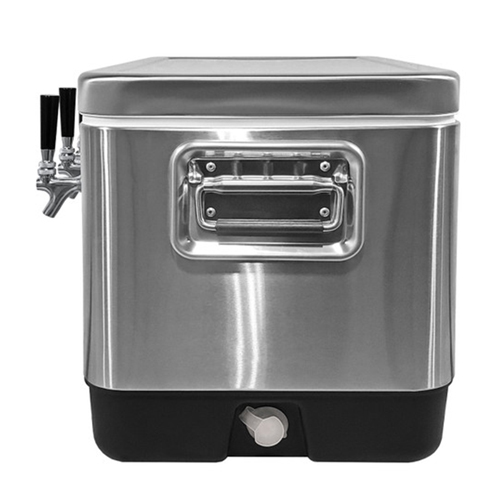 Nevera/enfriador portátil de acero inoxidable con doble grifo